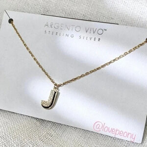 NEW ARGENTO VIVO CZ ENAMEL BLOCK INITIAL J NECKLACE
